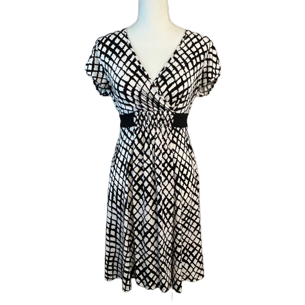 Apt. 9 Y2k Babydoll Midi Dress Size M Empire Tie Waist Petite Black Ivory Event